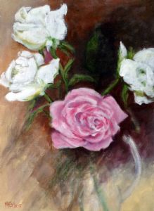 "Roses in Pink and White"