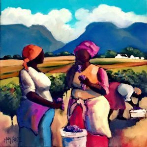 "Ladies Talking During Picking of Grapes "