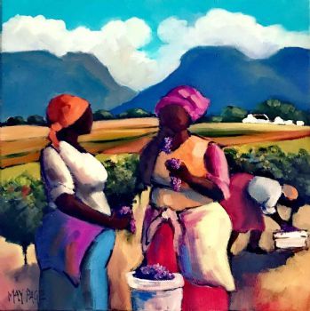 "Ladies Talking During Picking of Grapes "
