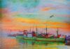 "Twilight Sunset Over Emerald Sails"