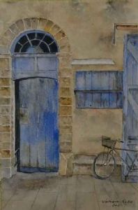 "Blue Door and Bicycle"
