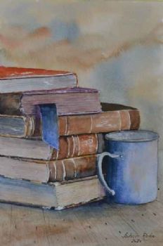"Six Books with Mug"