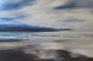 "Beach with Yellow and Navy"