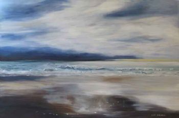 "Beach with Yellow and Navy"