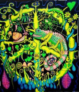 "Peace , Chameleon , Snake UV art"