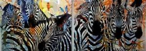 "African Zebra Mosaic Diptych"