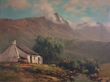 "Mountain Landscape with Cottage"