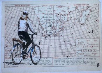"Small Map with Cyclist  3/5 "