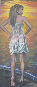 "Island Girl on Boat at Sunrise "