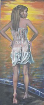 "Island Girl on Boat at Sunrise "