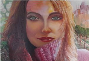 "Original Oil Woman in the vineyard"