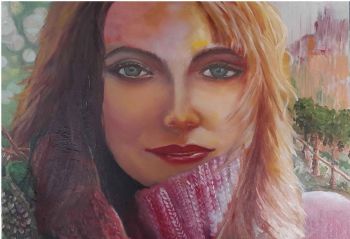 "Original Oil Woman in the vineyard"