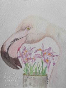 "Buckets of Blooms Flamingo"