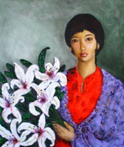 "Chinese Woman with Lilies"
