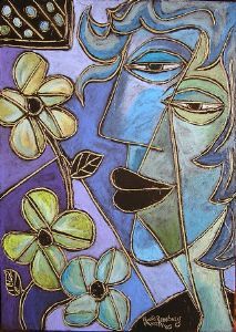 "Woman with flowers"