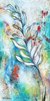 "Flower Sketch on Wood 2 - 3238"