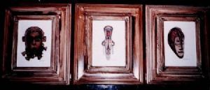 "Framed African masks"
