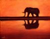 "Elephant Sunset Reflection"