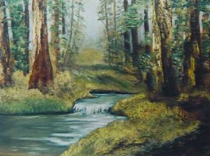 "Mountain Stream in Woods"