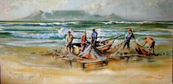 "Fishermen at Bloubergstrand"