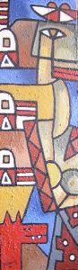 "Rural Woman with Red Dog"