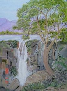 "Waterfall and Tree"