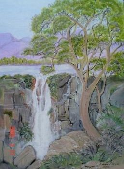 "Waterfall and Tree"