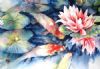 "Koi with waterlilies no. 2"
