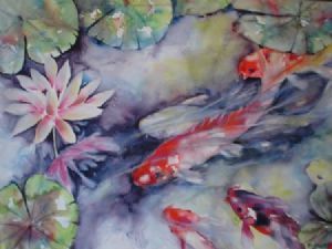 "Koi and waterlily No. 3"