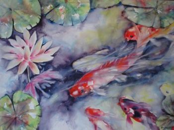 "Koi and waterlily No. 3"