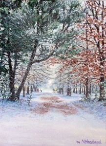 "The Ou Kerk Lane in Snow"