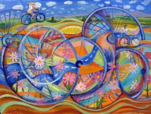 "Fietsry deur 'n herfsskap"