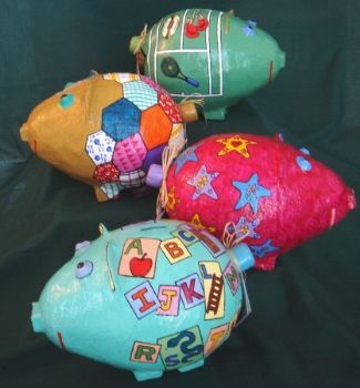 "Papermache piggybanks"