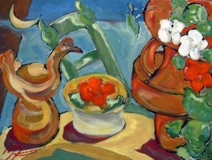 "Terracotta Chicken with Nasturtiums"
