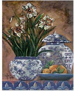 "Daffodils and Blue and White Ginger Jarand "