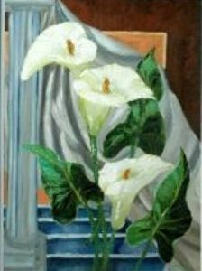 "Arum Lilies on Stairs"
