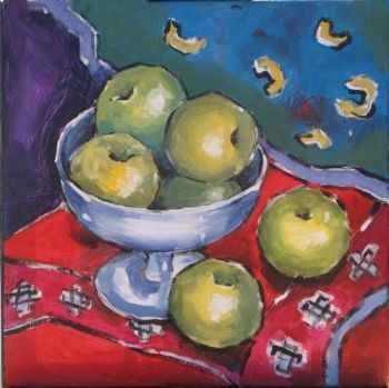 "Bowl of Apples on a Red Cloth"