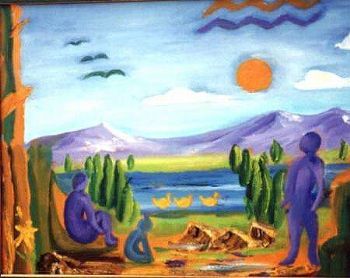 "Dreamscape with cat"