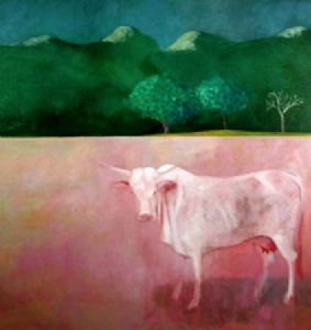 "Emhlope Cow on a Dry River Bed"