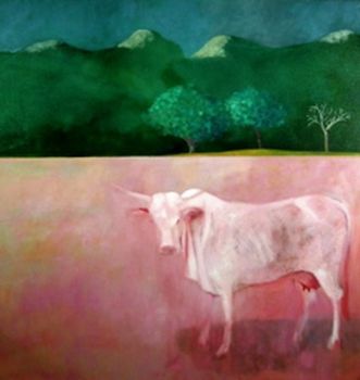 "Emhlope Cow on a Dry River Bed"
