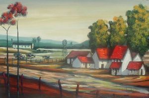 "Peacefull landscape -cattle(framed)"