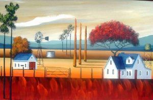 "Landscape with fence (Framed)"
