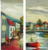 "Street and Harbour Scene (framed)"