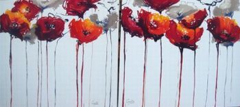 "Attention Poppies dyptych"