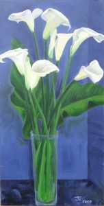 "Arums on Blue"