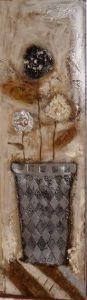 "Rust, Cream & black rose flower pots"