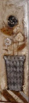 "Rust, Cream & black rose flower pots"