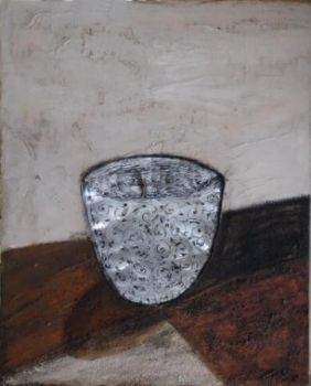 "Metal Bowl and Rust Table"