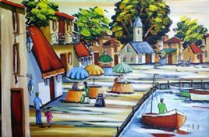 "Street Scene with Seashore"