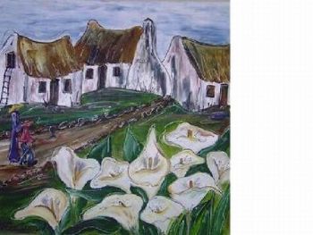 "Lillies and Village"